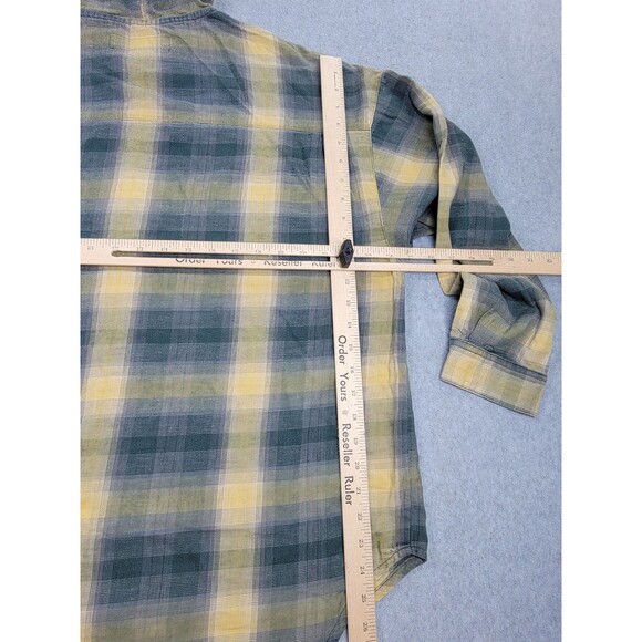 Vintage Union Bay Hoodie Mens L Blue Yellow Plaid Distressed Bleached Grunge Y2K - Picture 13 of 15